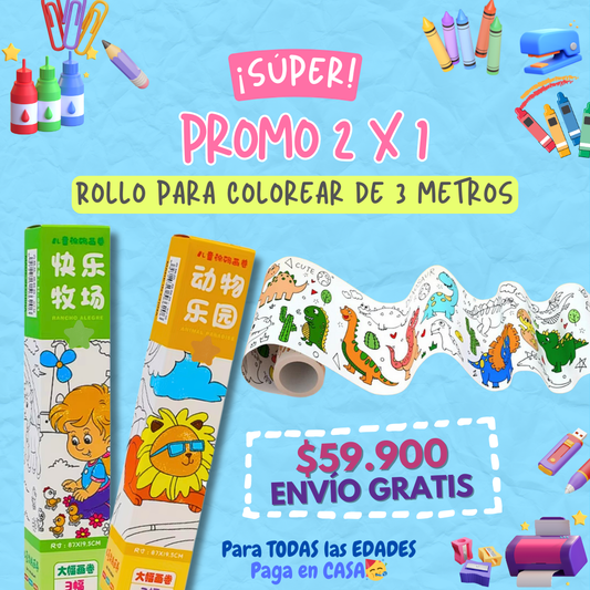 OFERTA ROLLO PARA COLOREAR DE 3 METROS🥳 - Leve 2 y paga 1